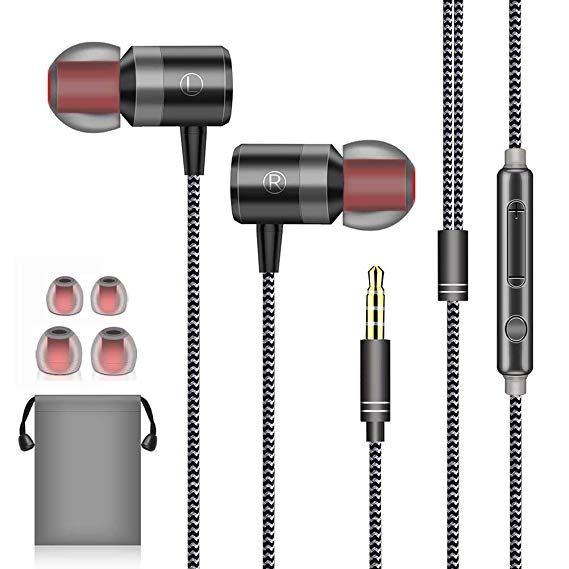 ZJXD Earphones In Ear Headphones Wired Earbuds Noise Isolating Headset With Microphone remote sound control Compatible With iPhone Samsung Huawei Android Smartphones Tablets and more
