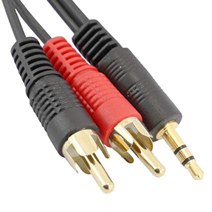 rhinocables 3.5mm Aux Stereo Jack Male Plug to Twin Phono 2 RCA Gold Contacts (0.5m (50cm))