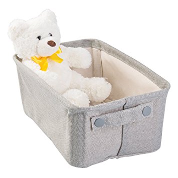 mDesign Baby Nursery Cotton Fabric Storage Bin for Stuffed Animals, Toys, Books - Medium, Light Gray