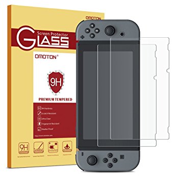 Nintendo Switch Screen Protector [2 Pack] - OMOTON Tempered Glass Protector for Nintendo Switch 2017 with [Crystal Clearity] [Scratch-Resistant] [Bubble Free]