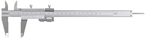Fowler 52-058-008 Stainless Steel Fine Adjustment Vernier Caliper with Satin Chrome Finish, 0-8"/0-200mm Measuring Range, 0.001"/0.02mm Graduation