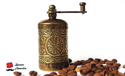Turkish Handmade Grinder 3.0'', Spice Grinder, Salt Grinder, Pepper Mill (Antique Gold)