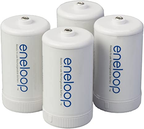 Panasonic BQ-BS1E4SA eneloop D Size-Battery Use With eneloop Ni-MH-Rechargeable AA-Battery Cells-Adapters, 4 Pack