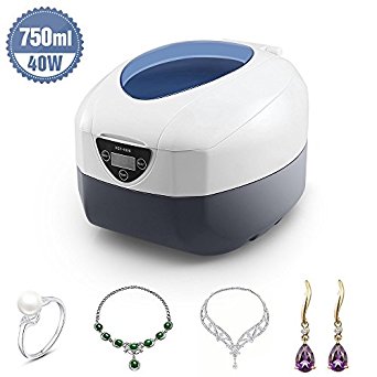 Ultrasonic Cleaner Uten Stainless Steel Ultrasonic Cleaner Super Large Capacity 750ml Ultrasonic Jewelry Cleaner for Rings,Necklaces,Sunglasses,Waterproof Watches,Dentures,Coins,Forks etc.