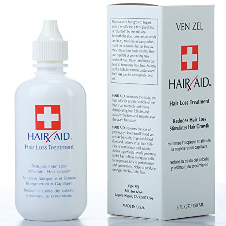 REXSOL Hair Aid Hair Loss Treatment | Stimulates Hair Growth | With pure Vitamin C & Vitamin E | Live Yeast Cell Derivatives | Ginseng, Rosemary, Burdock & Ginkgo Biloba Extract. (150 ml / 5 fl oz)