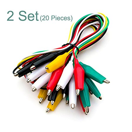 2 Set (10 PCS/Set) 19 Inch Double-ended Crocodile Clips Cable Alligator Testing Wire With 1 Set Multimeter