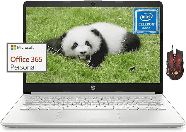 HP Stream 14-inch Laptop for Student and Business - Intel Quad-Core Processor, 16GB RAM, 64GB eMMC, 1-Year Office 365, 12H Long Battery Life, HD Webcam, Wi-Fi, Win 11 H in S Mode with Mouse