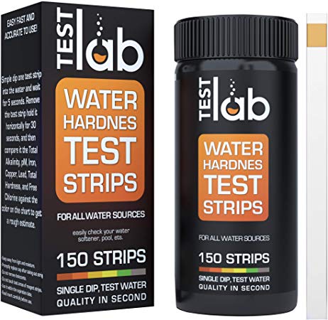 Total Water Hardness Test Strips Kit - 150 Strip Pack for Accurate Water Quality Testing to Determine Soft or Hard Water Water Softener - Dishwasher Pool Drinking Water Aquarium Spa