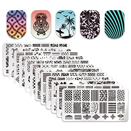 Born Pretty 12Pcs L009-L020 Nail Art Stamp Stamping Template Image Plates DIY Nail Art
