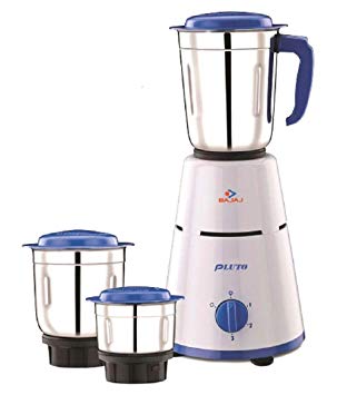 Bajaj Pluto 500-Watt Mixer Grinder with 3 Jars (White)