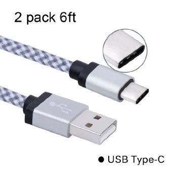Bestfy 2Pack 6FT USB20 to Type C Charging Cable Cord with Reversible Connector for New Macbook12 inch Google Nexus 5X 6P Pixel C Nokia N1 Oneplus 2 and Other USB C Supported Devices