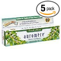 Auromere Fresh Mint Ayurvedic Formula Toothpaste 4.16 oz. (Pack of 5)