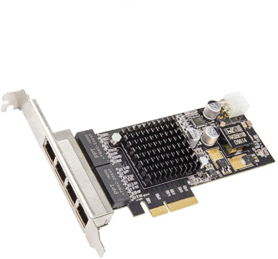 4 Port Gigabit RJ45 802.3at POE  Ethernet Intel i350-AM4 Chipset PCI-E X4 Network Interface Card NIC