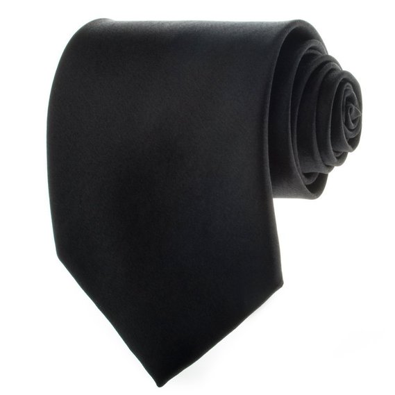 Black New Mens Solid Color Black Ties
