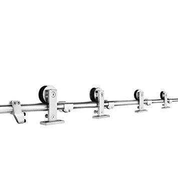 SMARTSTANDARD 10ft Double door Sliding Barn Door Hardware (Stainless steel) (T Shape Hanger)