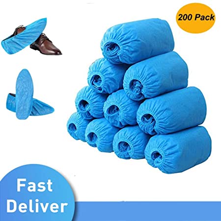 200 Pack Premium Disposable Boot & Shoe Covers - Durable, non-slip, non-toxic, Recyclable, blue, stretchable Boot & Shoe Covers for Medical, Construction, Workplace, Indoor Carpet Floor Protection