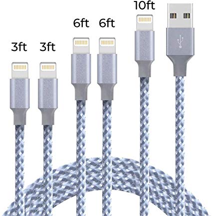 Lightning Cable, Phone Charger Cable USB Wire Data Sync Charging Cord 5 Pack Charging Cable Nylon Braided USB Charging Cable Replacement for iPhone Xs/X/8 Plus/8/7/7 Plus/6/6 Plus/6s/6s Plus/5/5s