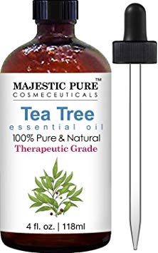Majestic Pure Therapeurtic Melaleuca Alternifolia Tea Tree Oil With Dropper 4 fl Oz
