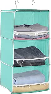 Simple Houseware 3 Shelves Hanging Closet Organizer with Front Stopper, Turquoise