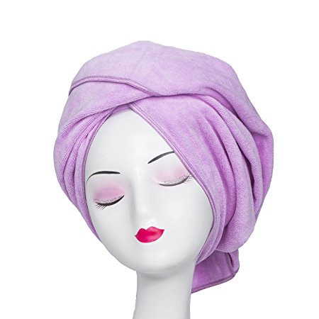 Microfiber Hair Towel WuJi Anti Frizz Hair Wrap Super Absorbent Curly Hair Drying Towel 23.6''x47'' Large Multifunction Towel for Bath Spa Makeup, Light Purple