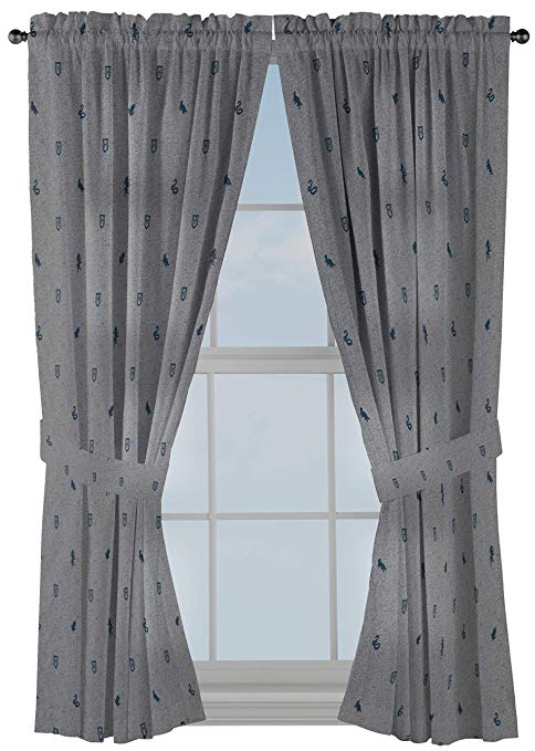 Jay Franco Harry Potter Draco Dormiens 63" Inch Drapes - Beautiful Room Décor & Easy Set Up, Bedding Features Hogwarts Crest - Curtains Include 2 Tiebacks, 4 Piece Set (Official Harry Potter Product)