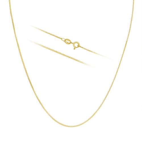 18k Gold over Sterling Silver 1mm Box Chain Necklace Made in Italy Available 12 inch- 36 inch