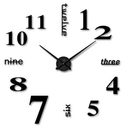 Hippih Modern 3D Frameless Large Wall Clock Style Watches Hours DIY Room Home Decorations Model MAX3