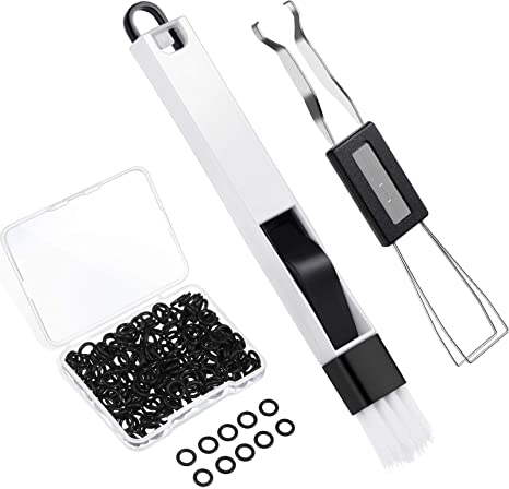 202 Pieces Keyboard Cleaner Cleaning Tools Set Includes 1 Keyboard Puller Keycap Removal Tool 1 Door Window Track Cleaning Brush and 200 O-Ring Switch Dampeners (Black O-Rings)