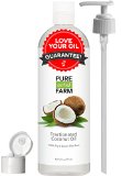 Fractionated Coconut Oil Liquid - Large 16oz - WITH PUMP  FREE Recipe eBook - Use with Essential Oils and Aromatherapy as a Carrier and Base oil - Add to Roll-On Bottles for Easy Application