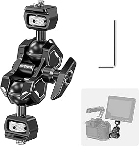 NEEWER Flexible Articulating Magic Arm with Dual Ball Heads, 3/8" Locating Screw for ARRI and 1/4" Screw with Retractable Pin, Camera Field Monitor Mount Compatible with SmallRig Cage, UA010