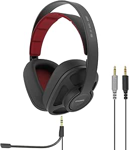 Koss GMR540-A-ISO Over-Ear Closed-Back Gaming Headphones, Volume Control   Mute Switch, Detachable Boom Microphone, Ultra Lightweight and Durable Design, Black and Red