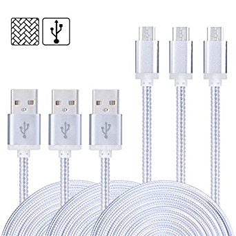 Micro Cable, AiGoo [3-Pack] Premium 6FT Nylon Fabric Braided High Speed USB 2.0 A Male to Micro B Data Sync & Charger Cable for Samsung Galaxy S7 Edge, S6 Edge, HTC, Motorola, LG, Sony, Nokia and More