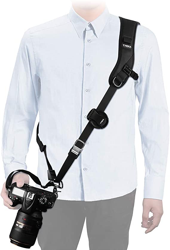 Tycka Camera Shoulder Neck Strap, Top-Level Protection to Camera, Good for Wedding Shoot, Activity, Wildlife or Journey; Anti-Slip and Durable, Equipped with Quick Release Plate and Safety Tether
