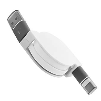 Mimgo Store USB Retractable Cable Type C Data&Sync Charger 3.1 Charging Cable for Oneplus 2 Two (White)