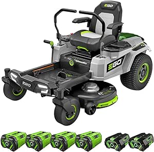 EGO POWER  ZT4204L 56-Volt 42-Inch Z6 Zero Turn Riding Mower, 4 x 10.0Ah Batteries, 700W Turbo Charger Included Plus 2 Extra BA2800T 5.0Ah Batteries