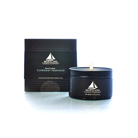 Maryland Candle Company, Black Edition Luxury Candle, Caribbean Teakwood - 5.4oz, Natural Soy Wax, , Men's Candle, Recyclable Materials, Cotton Wicks, Made in USA