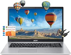 acer Aspire 1 A115-32-C96U Home & Student Slim Laptop (15.6" FHD, Intel Celeron N4500, 16GB RAM, 256GB SSD, UHD Graphics) 1-Year Office 365, Ethernet, Wi-Fi, Webcam, IST HDMI, Win 11 Home, Silver