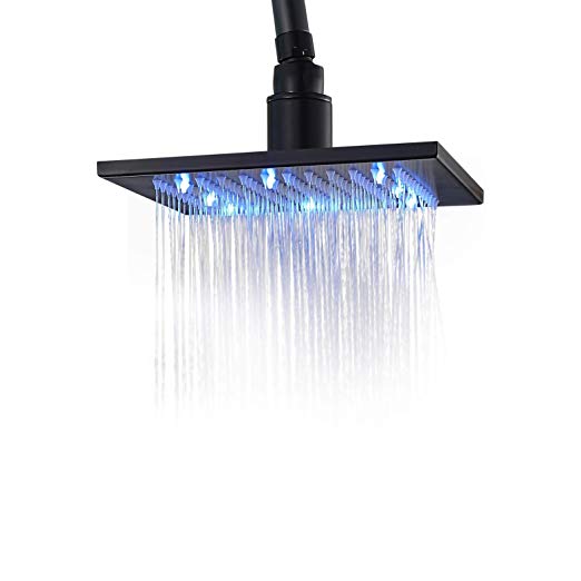 Rozin Bathroom 8-inch LED Light Rainfall Shower Head Square Top Sprayer