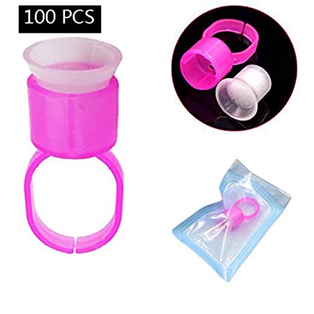 100pcs Kit Tattoo Ink Ring,Microblading Pigment Glue Rings with Sponge Ink Holder Container Cups Caps Tattoo Supplies
