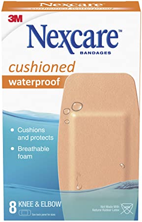 Nexcare Cushioned Waterproof Foam Bandage, Knee and Elbow, 8 Count