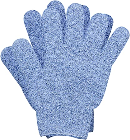 Relux Eco-Friendly Carbonized Natural Bamboo Exfoliating Wash Gloves for Bath and Shower – Body Exfoliation Hand Mitt/Mitten (Blue)