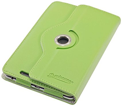 Devicewear Rotating Google Nexus 7 Case First Generation/2012 with Multi-angle Stand, Smart On/Off switch, Green vegan leather