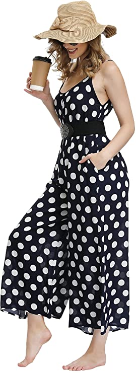 BUENOS NINOS Women's V Neck Floral Maxi Dress Boho Printed Adjustable Spaghetti Strap Ethnic Beach Long Dress with Pockets