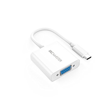USB-C to VGA Adapter, BC Master USB Type-C to VGA Female Adapter 1080P HDTV Adapter for Apple MacBook 12 inch, Nokia N1 Tablet, Google ChromeBook Pixel and More, White
