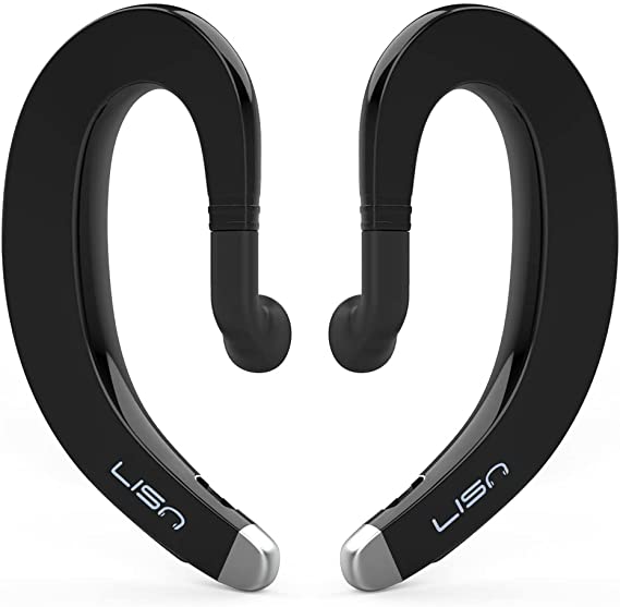 Ear-Hook Bluetooth Headphones, True Wireless Open Ear Bluetooth Headsets with Mic, Ultra-Light Painless Bluetooth Earpieces 8-10 Hrs Playtime for Cell Phone (TWS-Black)