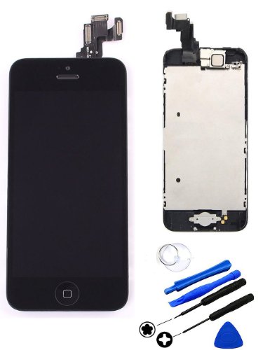 Repair Cracked OEM iPhone 5C LCD Display Screen Touch Digitizer Full Assembly Replacement with Small Components Repair Tools, Black