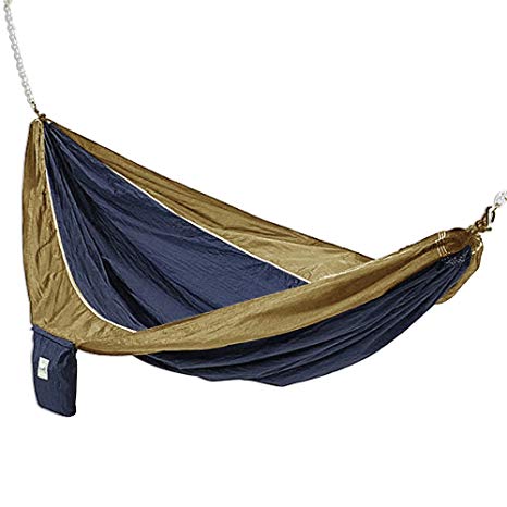 Hammaka Parachute Silk Lightweight Portable Double Hammock In Blue/Brown