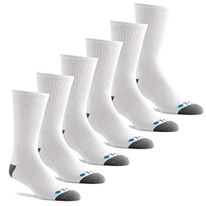 TCS Men's Athletic Smooth Toe Seam Crew Socks for Sports, Running, and Casual Use (6 Pair Pack)
