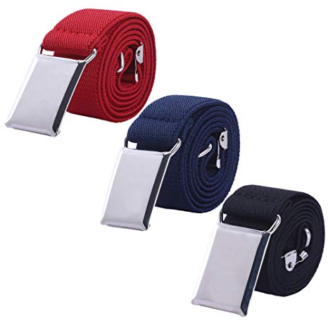 Toddler Boy Kids Buckle Belt - Adjustable Elastic Child Silver Buckle Belts, 3 Pieces