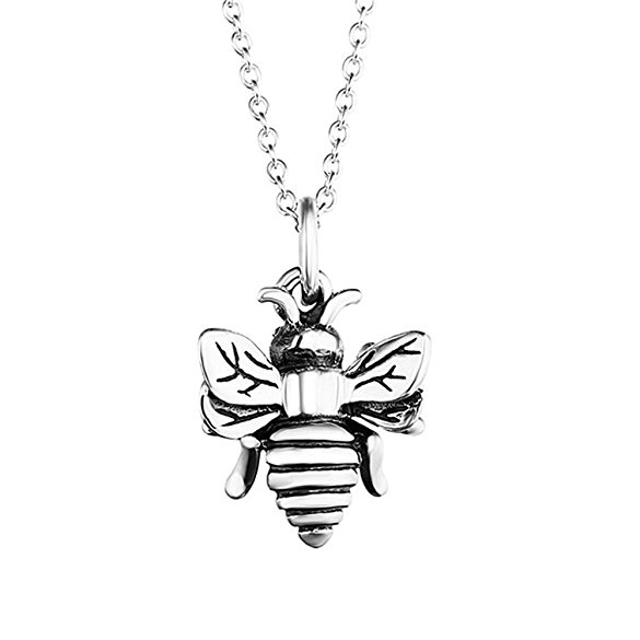 YFN Honey Bee Pendant 925 Sterling Silver Queen Bee Bumblebee Charm 18" Necklace